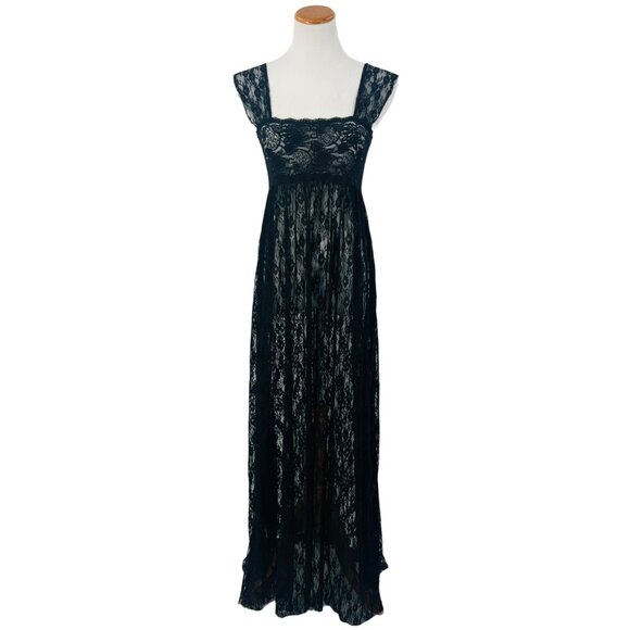 NWT Free People Romantic Black Lace Boho Maxi Dress - Picture 4 of 16